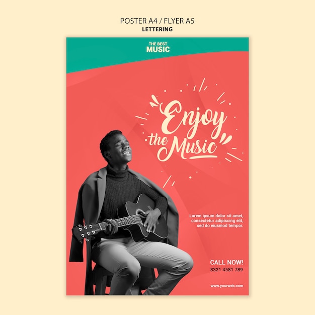 Music poster template with photo