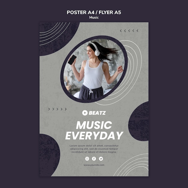 PSD gratuito modello di poster di musica