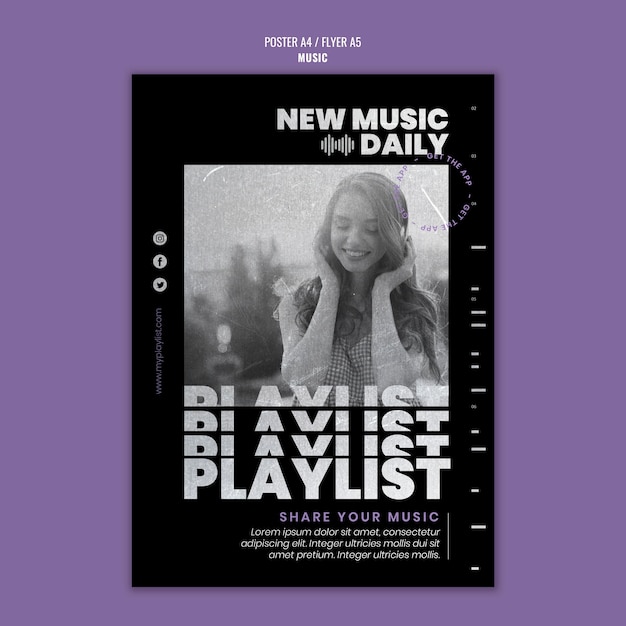 Music Print Template with Photo – Free PSD Download
