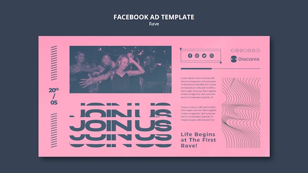 Free PSD music rave facebook template