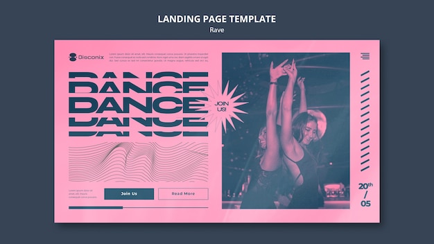 Free PSD music rave landing page template