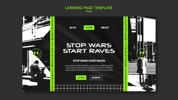 Free PSD music rave landing page template