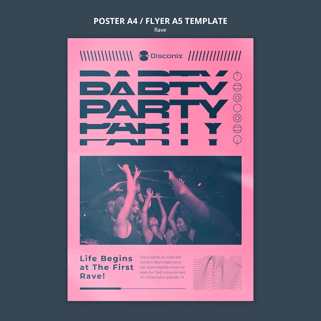 Free PSD music rave poster template