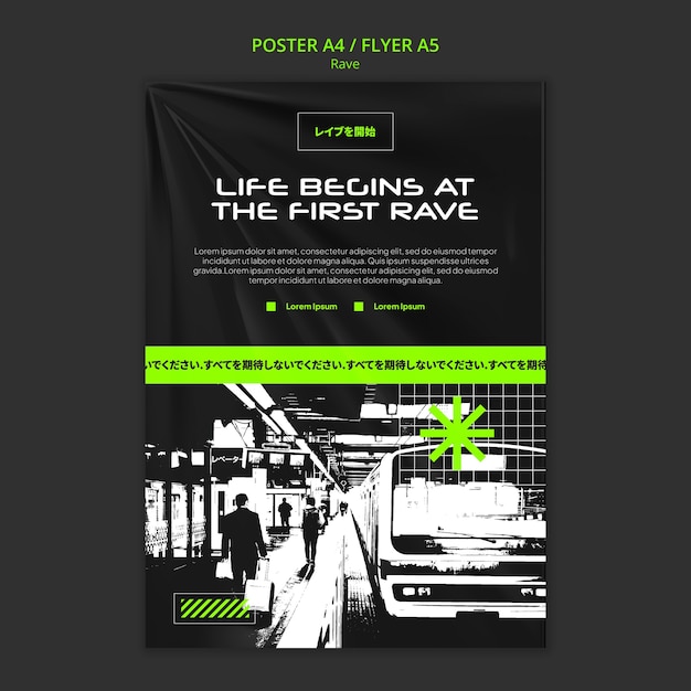Free PSD music rave poster template