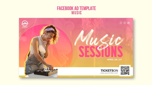 PSD gratuito modello facebook della sessione musicale