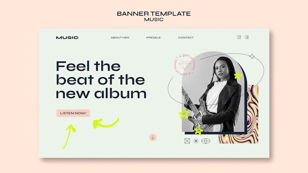 Free PSD music session landing page template