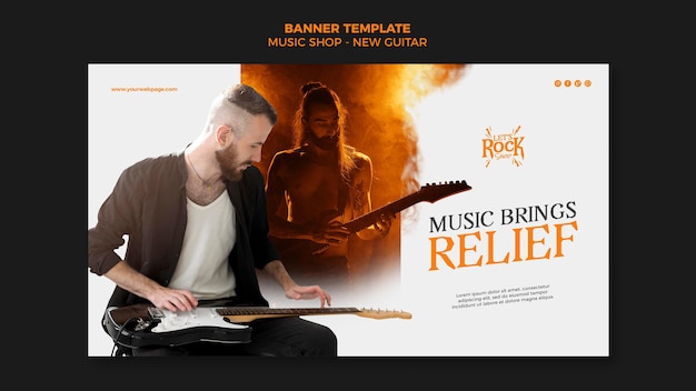 Free PSD music shop  banner template