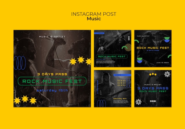 PSD gratuito modello di post di instagram per spettacoli musicali