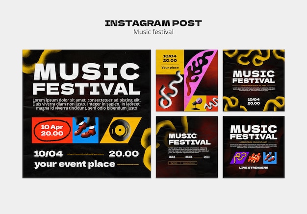 Бесплатный PSD Посты музыкального шоу в instagram