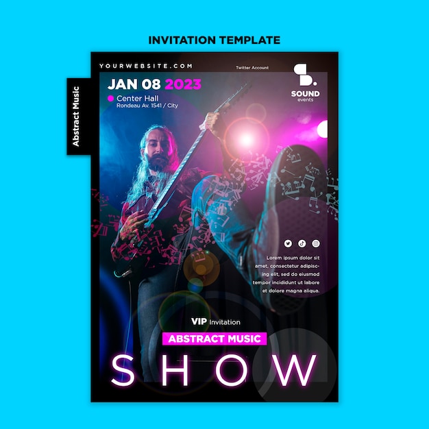 Free PSD music show invitation template