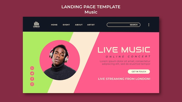 Free PSD music show landing page design template