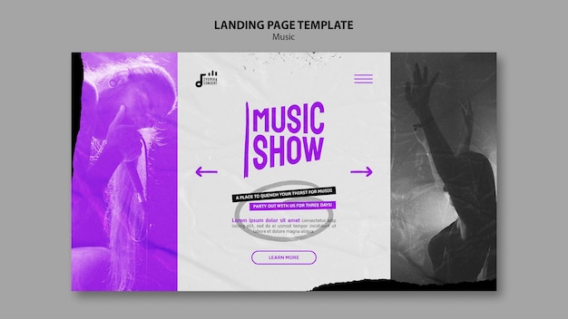 Music show landing page design template free PSD, download for PSD, free to download, free PSD, download free PSD