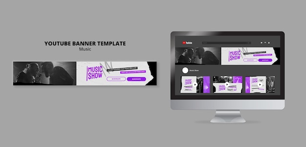Free PSD music show youtube banner design template