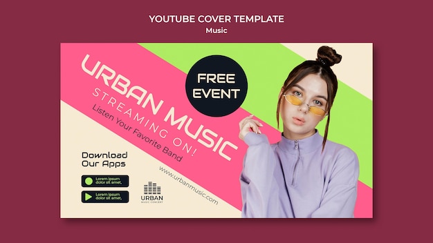 Free PSD music show youtube cover design template