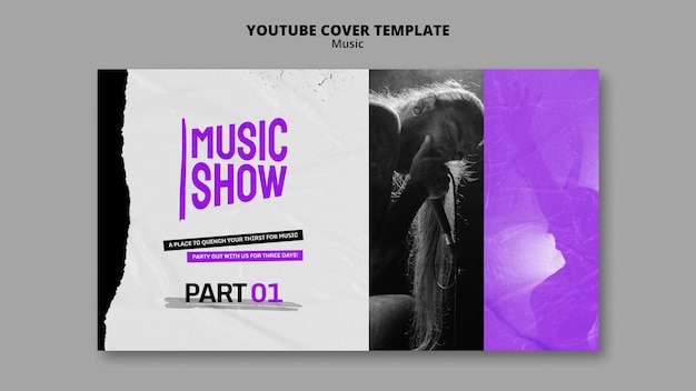 PSD gratuito modello di progettazione della copertina di youtube dello spettacolo musicale