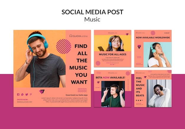 PSD gratuito modello di post di musica social media