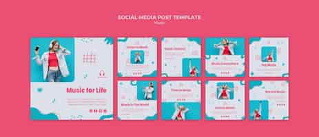 Free PSD music social media posts template with photo