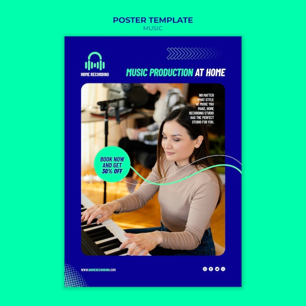 Music studio discount poster template