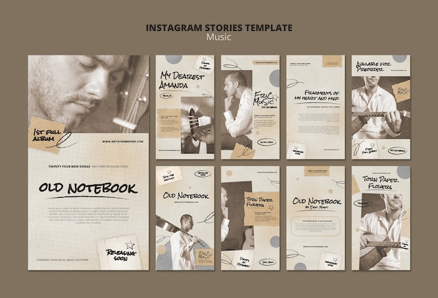 PSD gratuito design del modello musicale delle storie di instagram