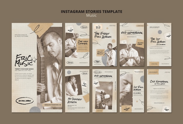 Music template design of instagram stories