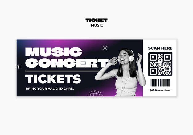 Music ticket  template design
