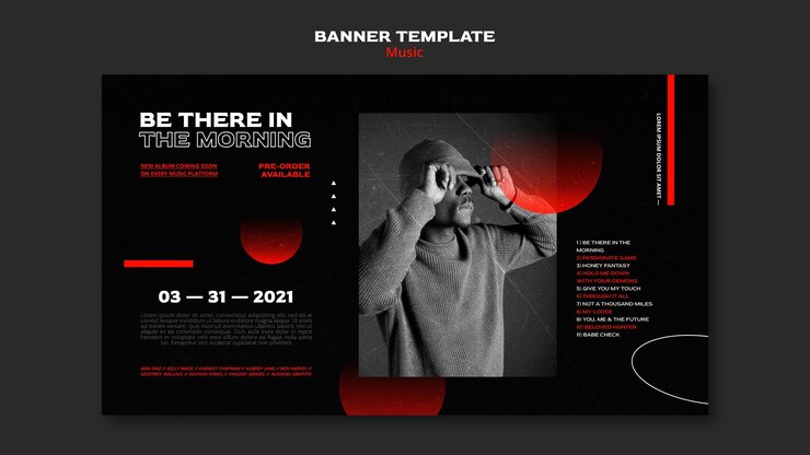 Free PSD music tickets sale banner template