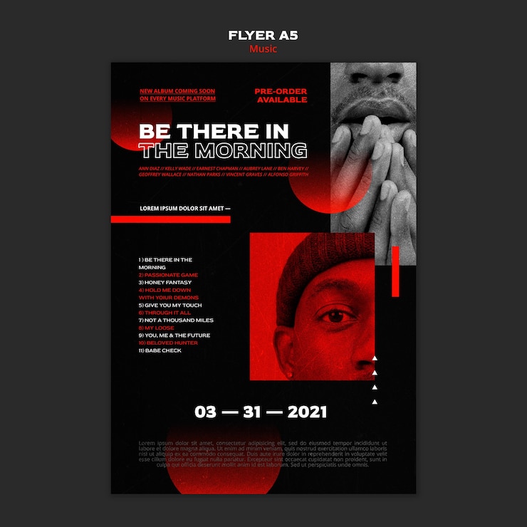 Free PSD music tickets sale flyer template