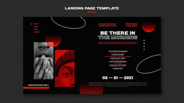 Free PSD music tickets sale landing page