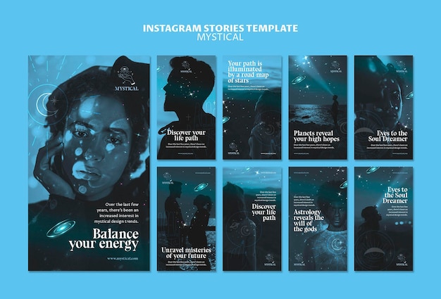 Free PSD mystical concept instagram stories template