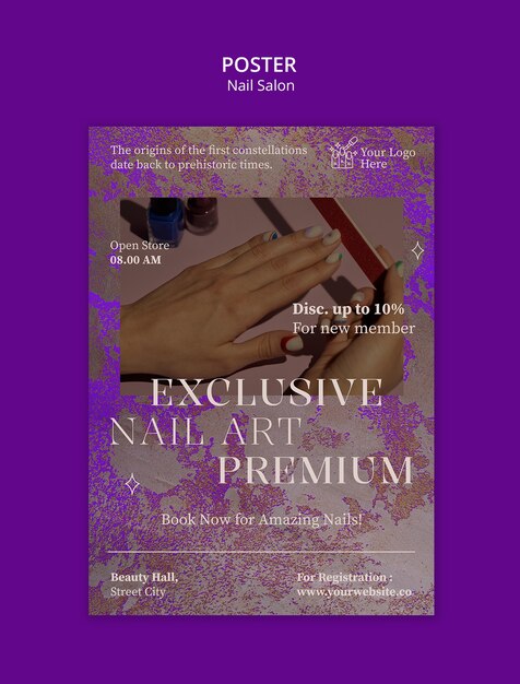 nail salon poster template design
