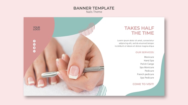 Nail studio banner template design