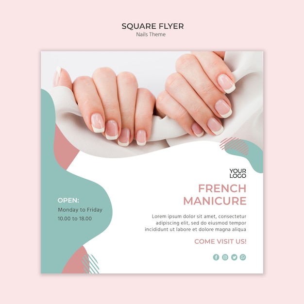 Free PSD nail studio flyer template concept