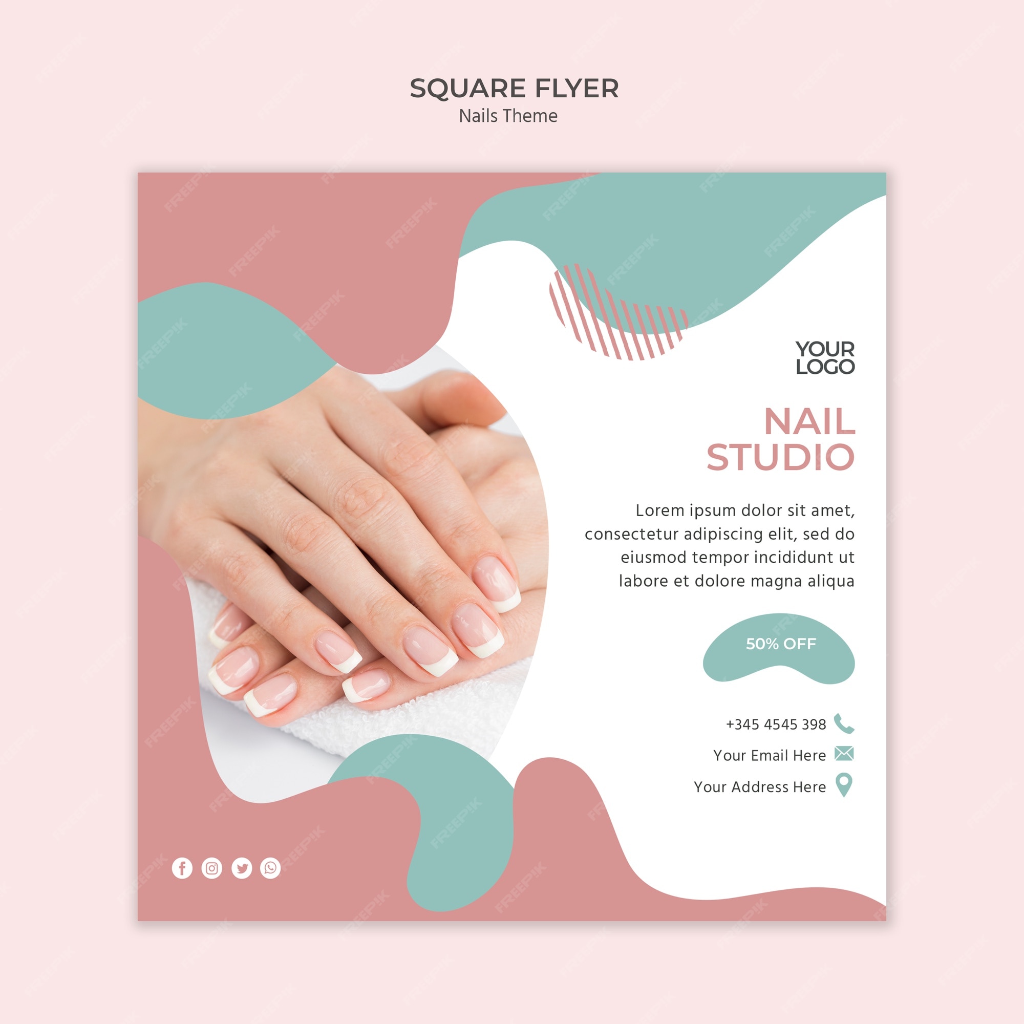 Free PSD | Nail studio flyer template