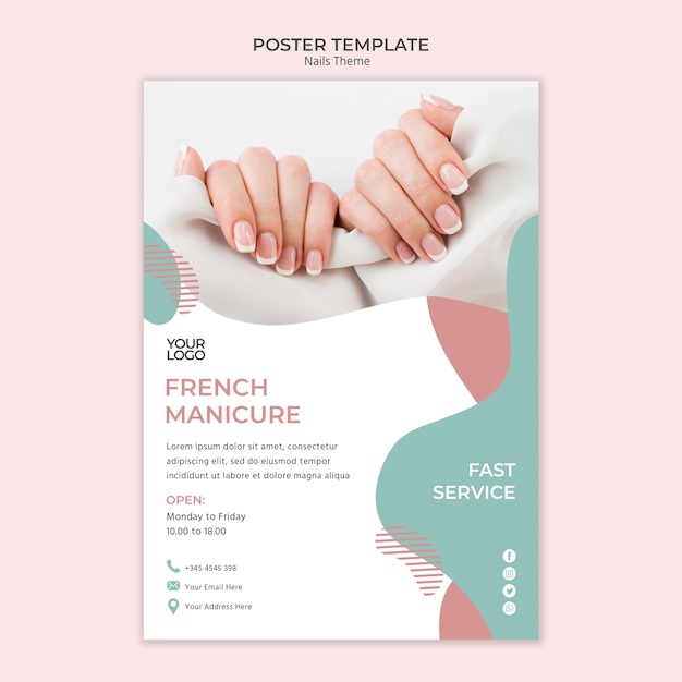 Nail studio poster template theme