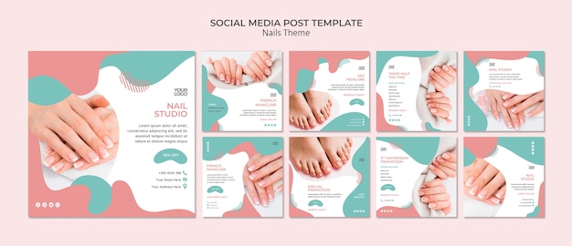 Free PSD nail studio social media post template