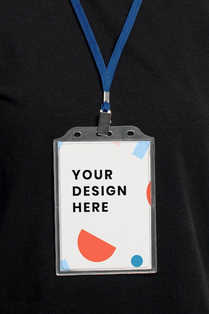 Free PSD name tag mockup psd with abstract pattern