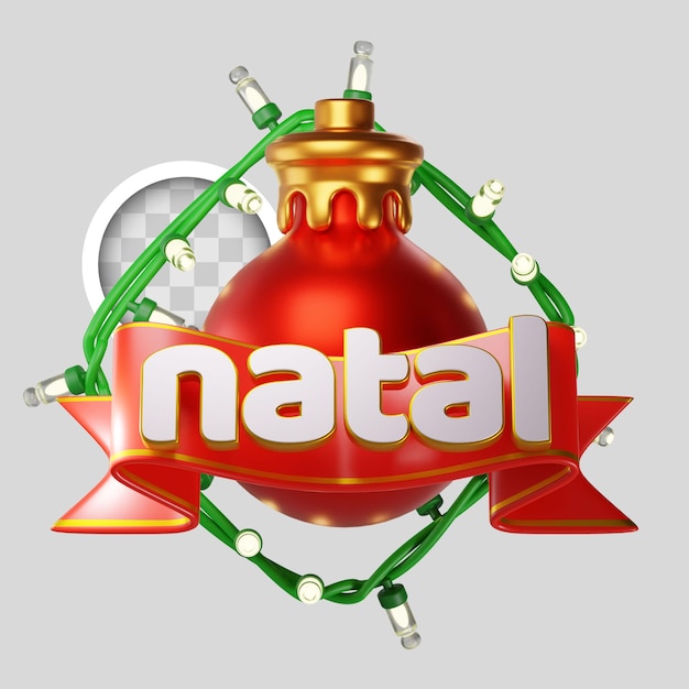 Free PSD natal christmas or new year greeting card 3d rendering