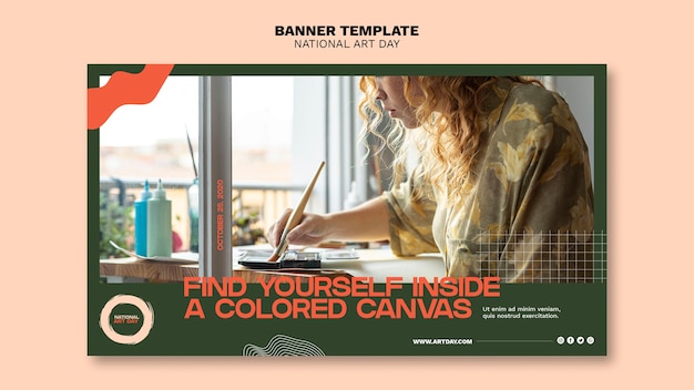 Free PSD national art day banner template with photo