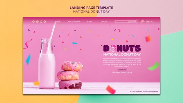 Free PSD national donut day landing page design