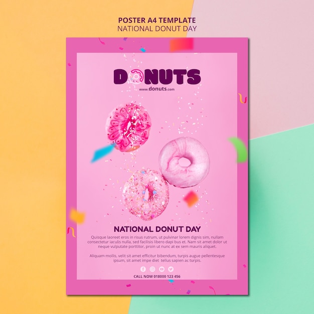 Free PSD national donut day poster style