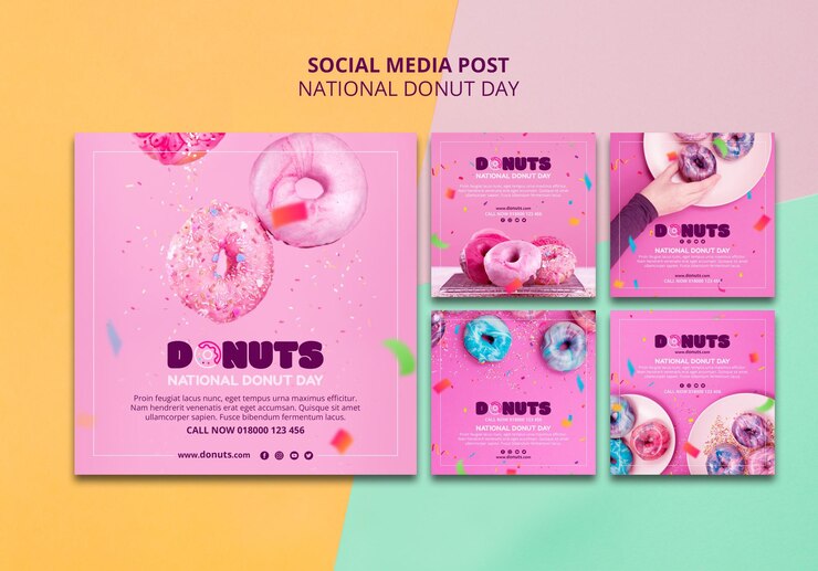 Free PSD national donut day social media post