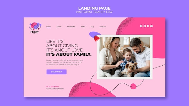National family day landing page design