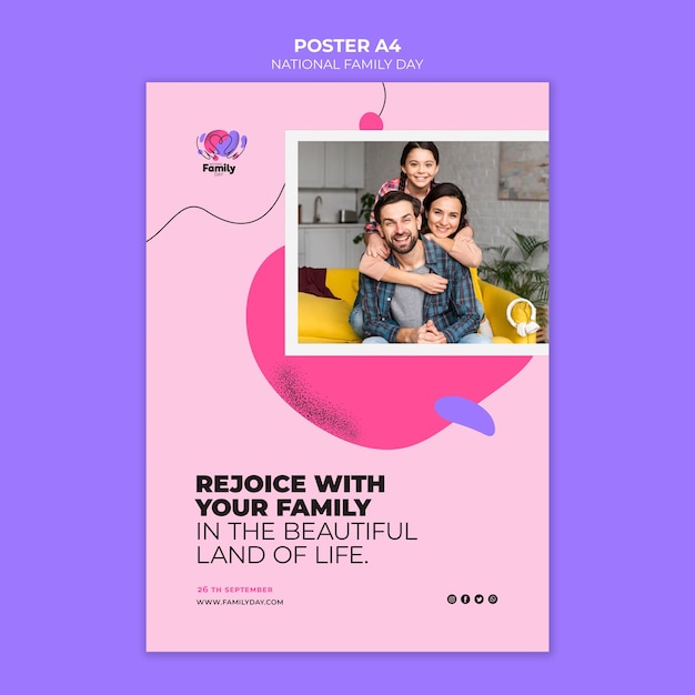 Free PSD national family day poster concept