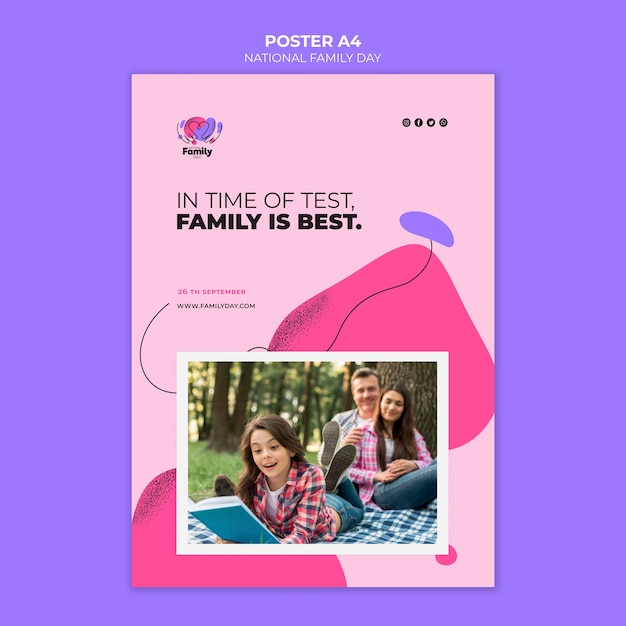 Free PSD national family day poster design