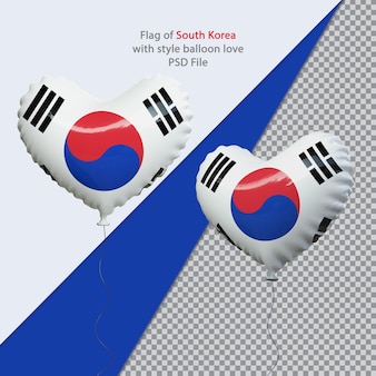 Национальный флаг южной кореи 3d воздушный шар любовь