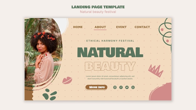 PSD gratuito modello di pagina di destinazione del festival di bellezza naturale