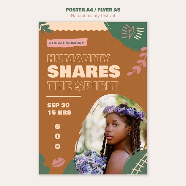 Free PSD natural beauty festival poster template