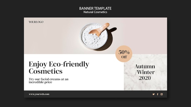 PSD gratuito modello di banner di cosmetici naturali