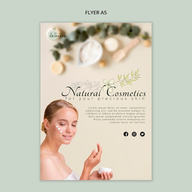 Free PSD natural cosmetics flyer template