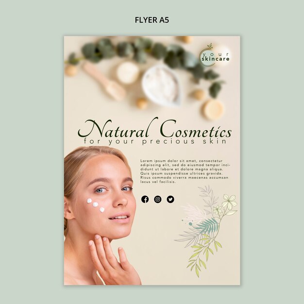 Natural cosmetics flyer template